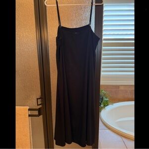 Black A Line Linen Spaghetti Strap Dress